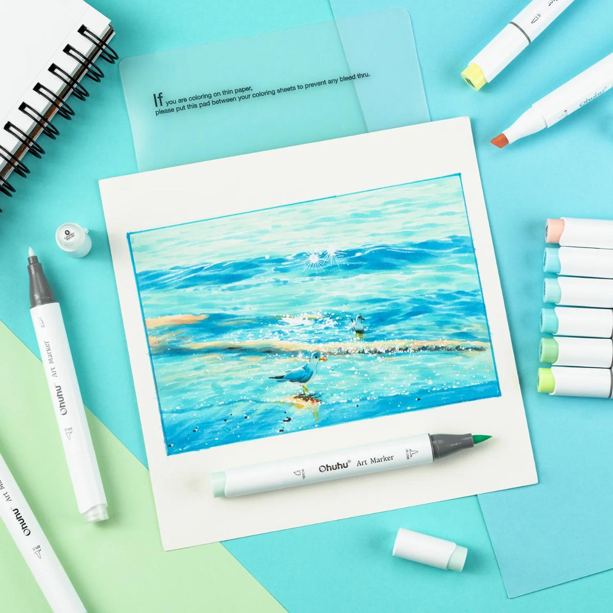 Marcador Ohuhu 96 Tons Pastel - Honolulu - Ponta Brush e Chanfrada Livraria Skilo