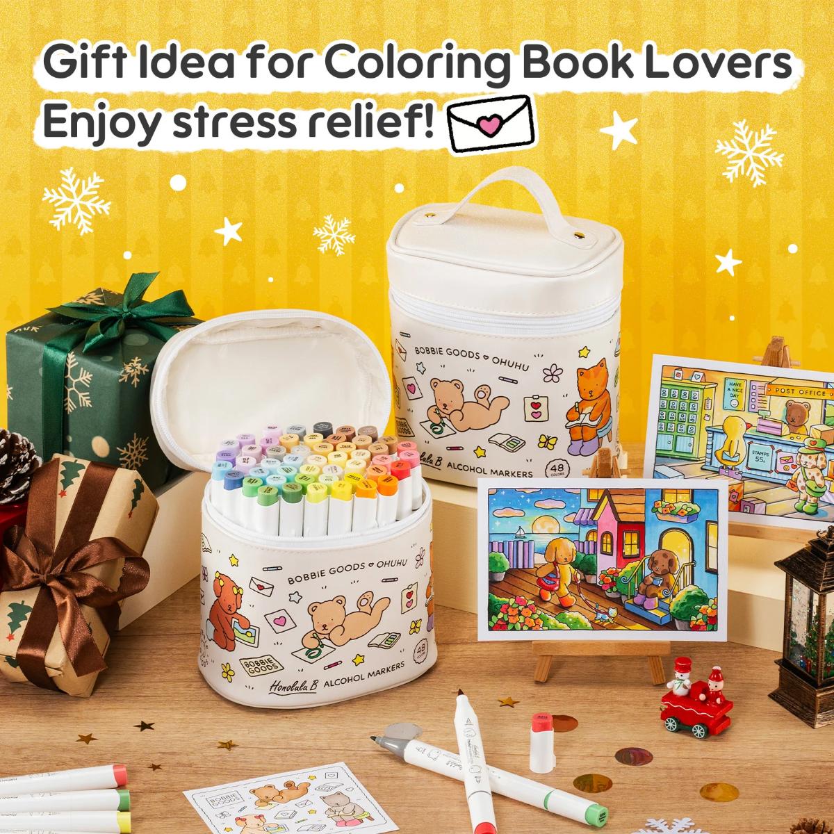 Marcador Ohuhu Bobbie Goods 48 Cores - Honolulu B - Ponta Brush e Fina Ohuhu