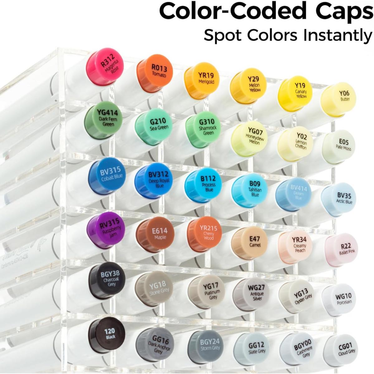 Marcador Ohuhu Honolulu Plus - 36 Cores - Ponta Brush Especial e Chanfrada Flexível Ohuhu