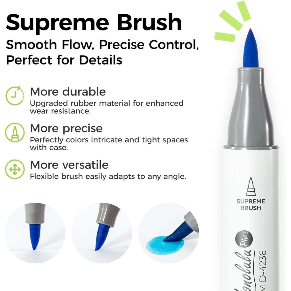 Marcador Ohuhu Honolulu Plus - 36 Cores - Ponta Brush Especial e Chanfrada Flexível Ohuhu