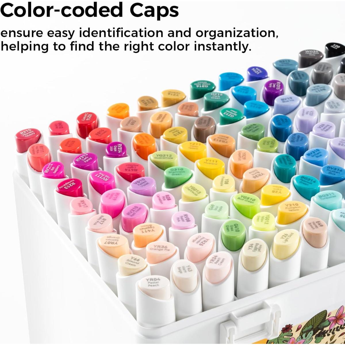 Marcador Ohuhu Kaala - 108 Cores - Ponta Fina e Chanfrada Slim Ohuhu