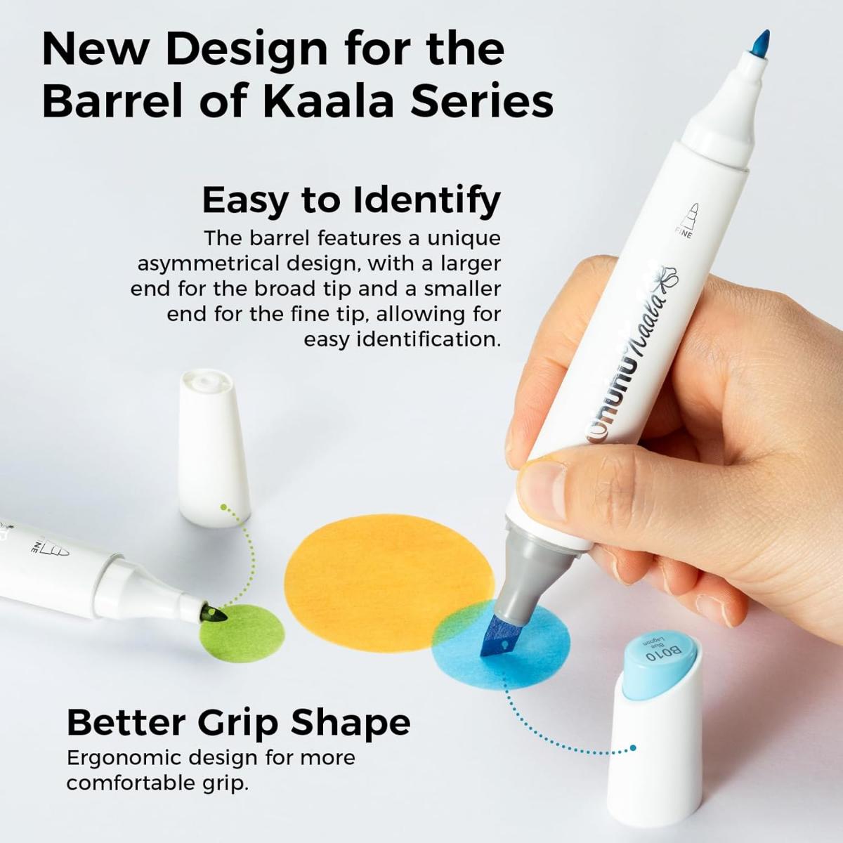 Marcador Ohuhu Kaala - 108 Cores - Ponta Fina e Chanfrada Slim Ohuhu