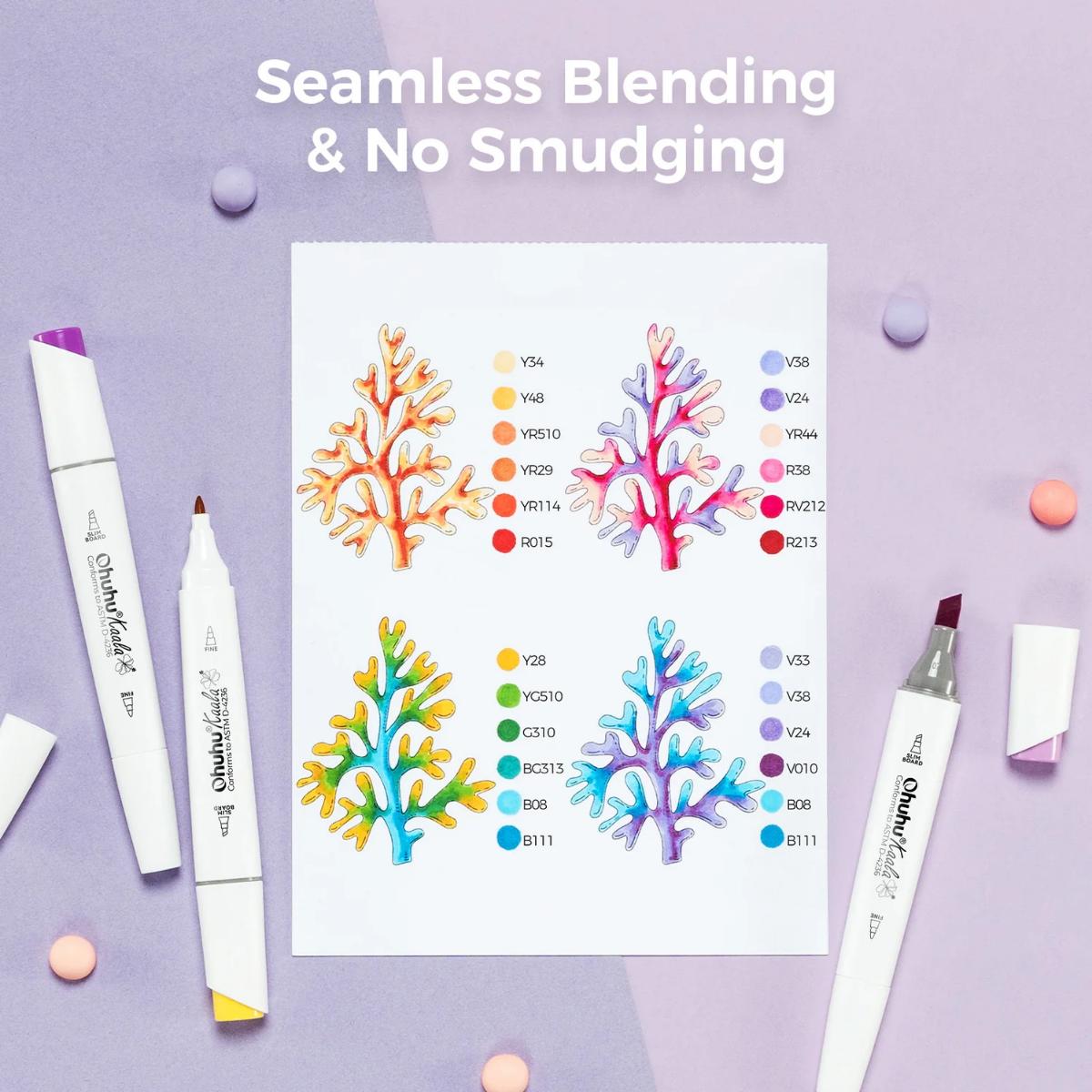 Marcador Ohuhu Kaala - 60 Cores Manga Edition - Ponta Fina e Chanfrada Slim Ohuhu