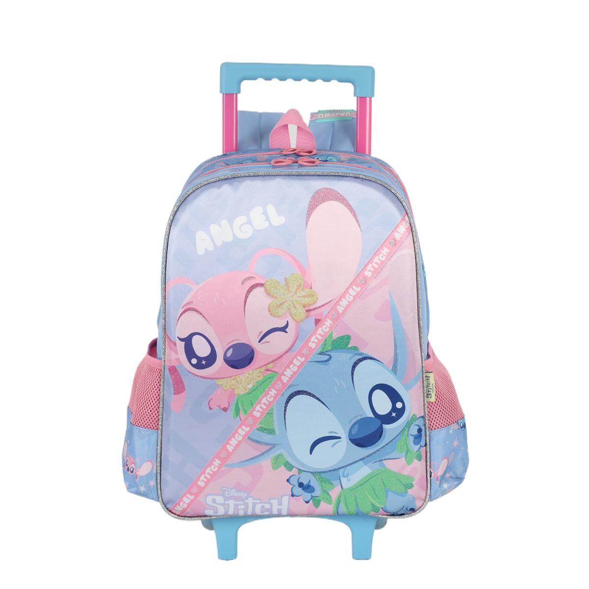 Mochila com Rodas Stitch e Angel - Rosa Up4You