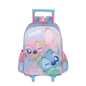 Mochila com Rodas Stitch e Angel - Rosa