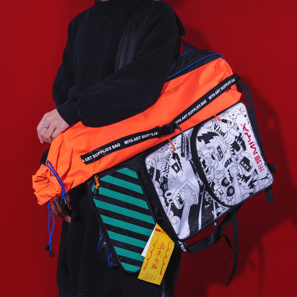 Mochila para Materiais de Arte HIMI 65x49cm – Black-Orange Edition Himi