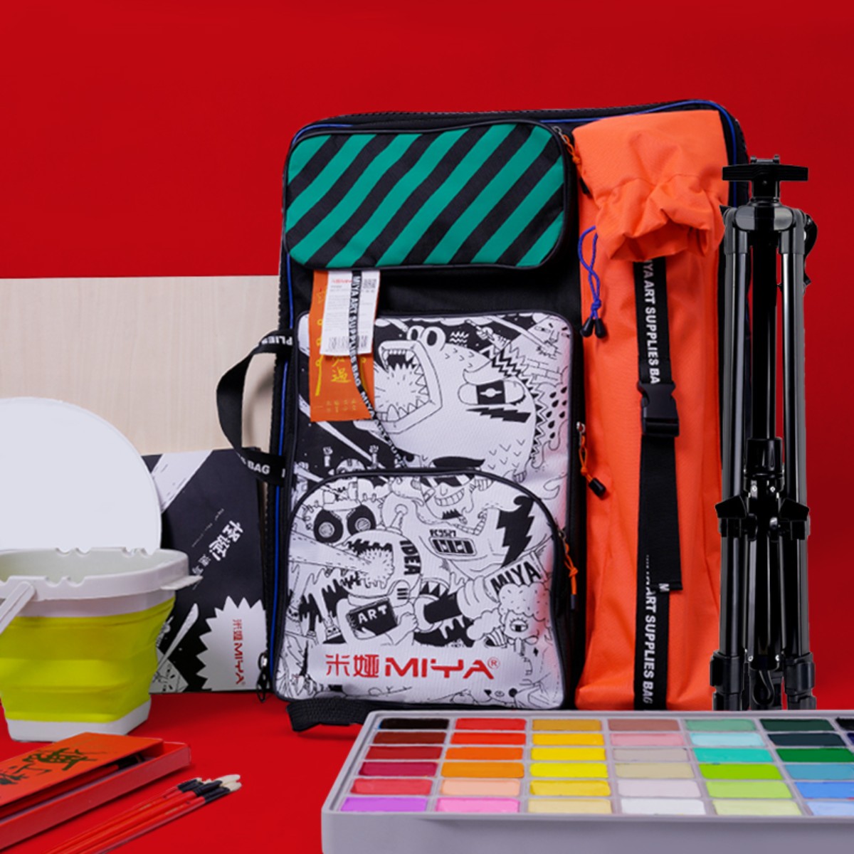 Mochila para Materiais de Arte HIMI 65x49cm – Black-Orange Edition Himi