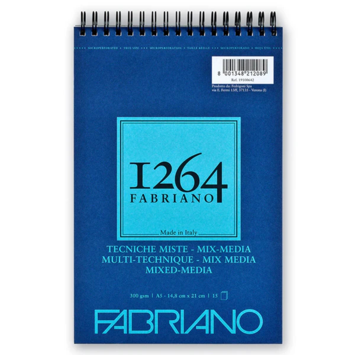 Papel Fabriano 1264 A5 - Mixed Media 300g - 15 folhas Fabriano