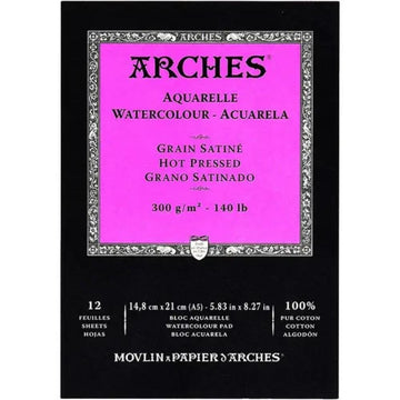 Papel Para Aquarela Arches Grao Acetinado - 300g - 14,8x21cm - 12 Folhas Arches