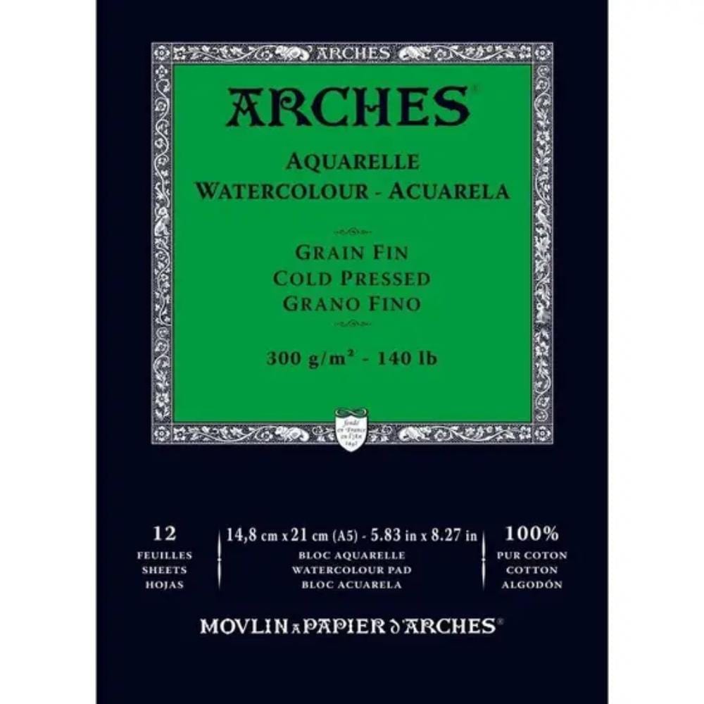 Papel Para Aquarela Arches Grao Fino - 300g - 14,8x21cm - 12 Folhas Arches