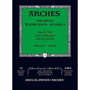 Papel Para Aquarela Arches Grao Fino - 300g - 14,8x21cm - 12 Folhas