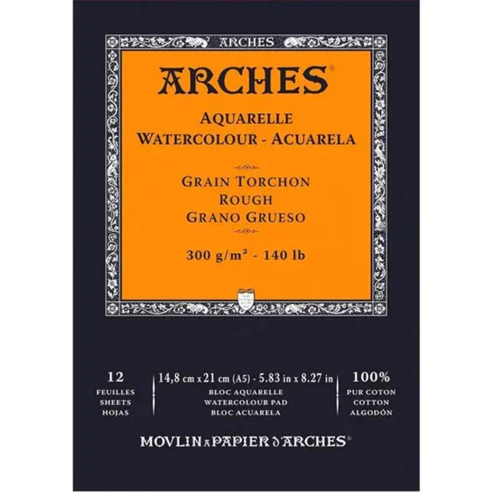 Papel Para Aquarela Arches Grao Rugoso - 300g - 14,8x21cm - 12 Folhas Arches