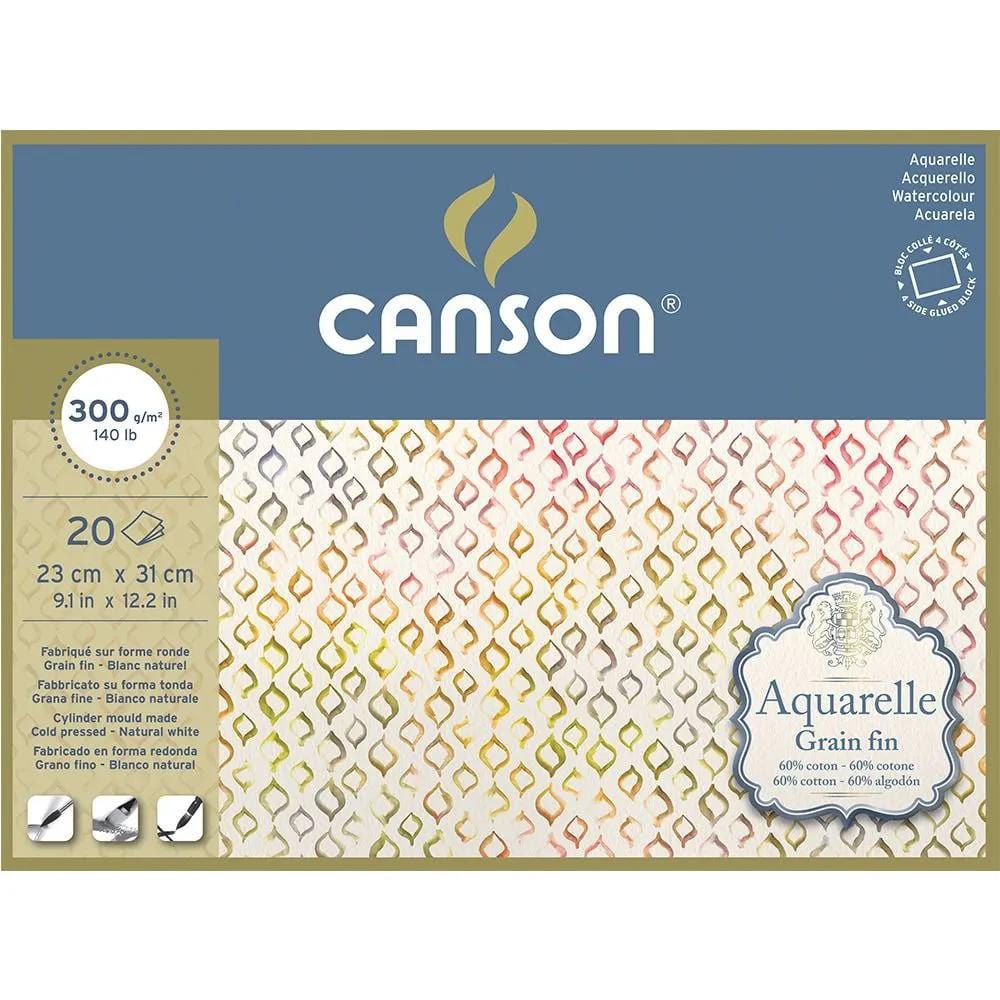 Papel Para Aquarela Canson Aquarelle Grão Fino 300g - 23x31cm Canson