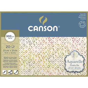 Papel Para Aquarela Canson Aquarelle Grão Fino 300g - 23x31cm Canson