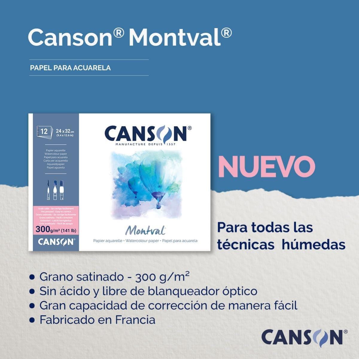 Papel Para Aquarela Canson Montval A3 300g - Grão Acetinado Canson