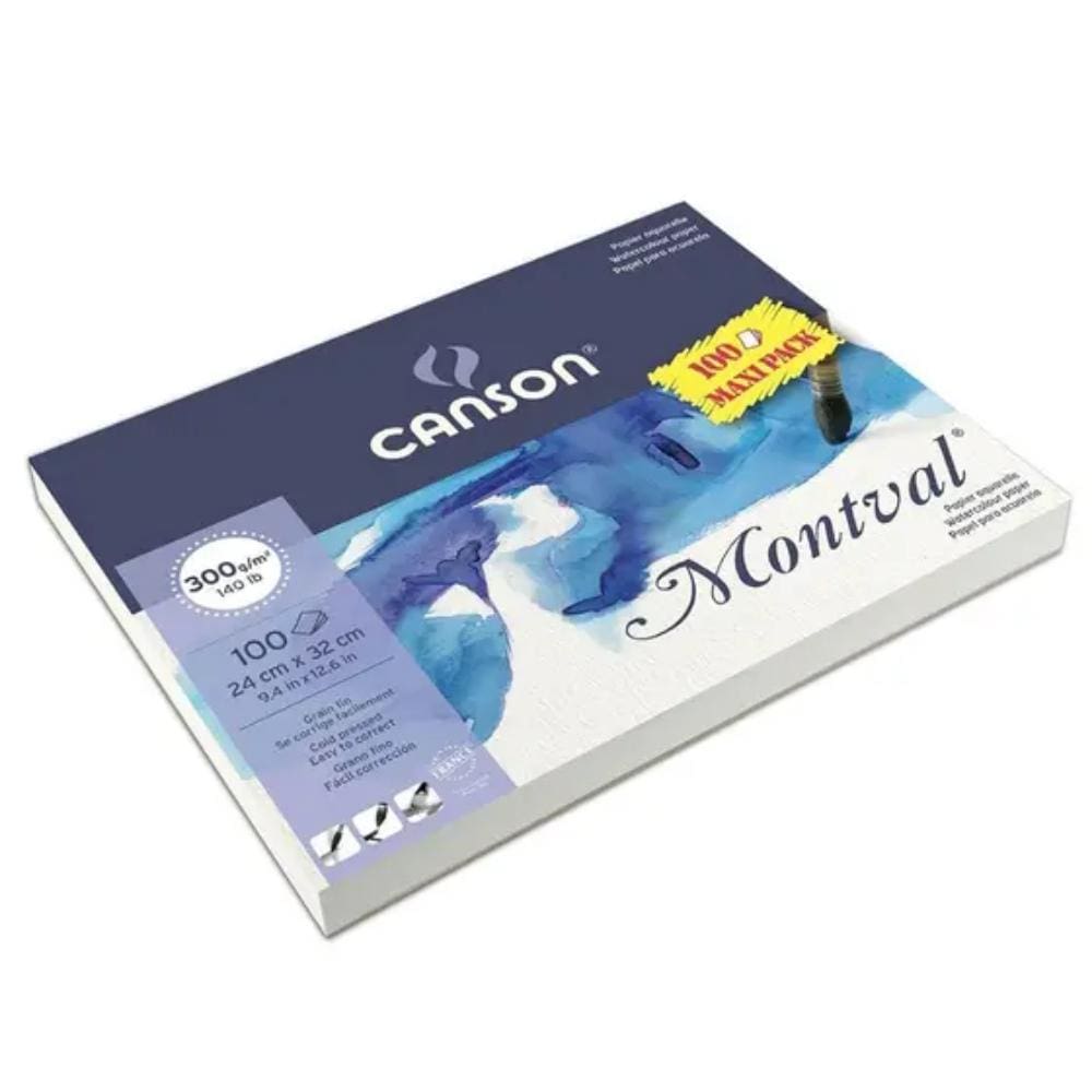 Papel Para Aquarela Canson Montval Grao Fino 300g - 24x32cm - 100 folhas Canson