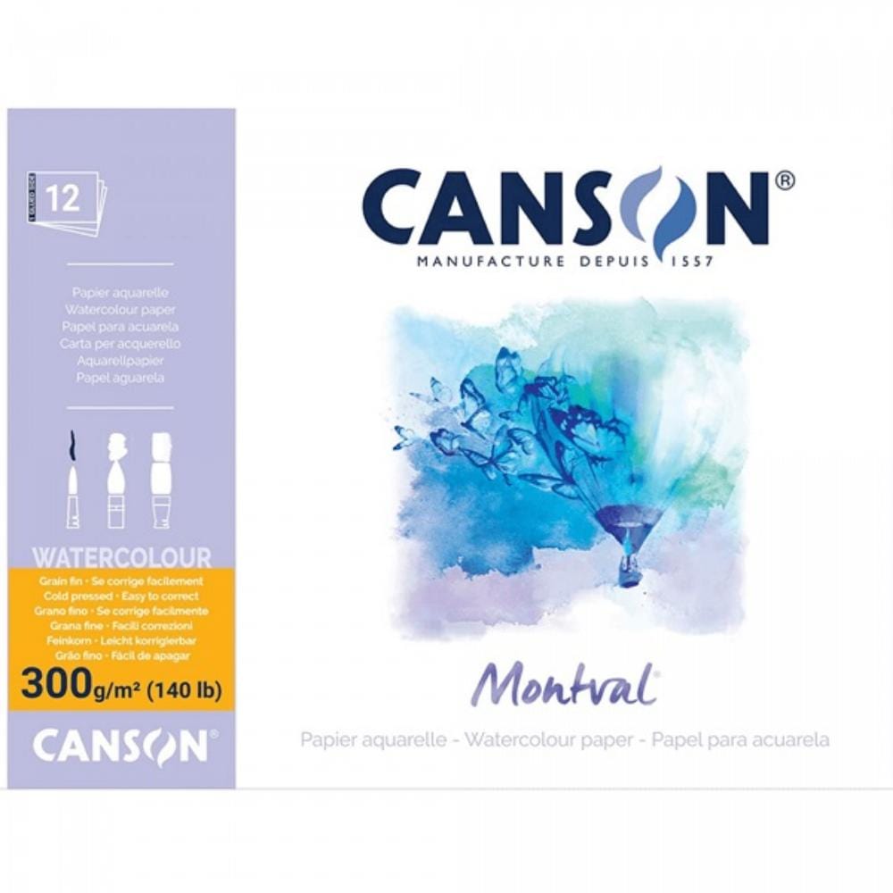 Papel Para Aquarela Canson Montval Grao Fino 300g - 24x32cm - 12 folhas Canson