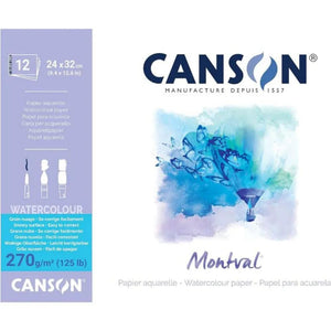 Papel Para Aquarela Canson Montval Grão Nuvem - A4 - 270g - 12 Folhas