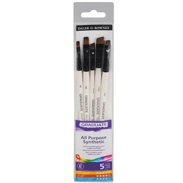 Pincéis Graduate Daler-Rowney - Chatos - Kit 5 Unidades Daler & Rowney