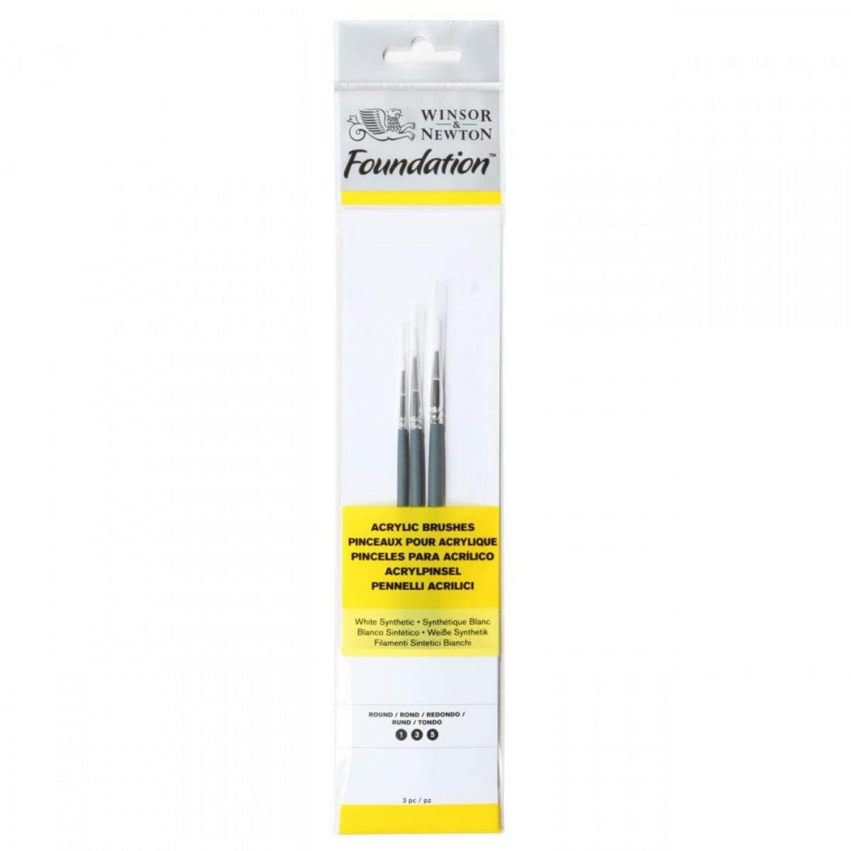 Pincel Para Acrílica Winsor & Newton Foundation - Conjunto com 3 (A) Winsor & Newton