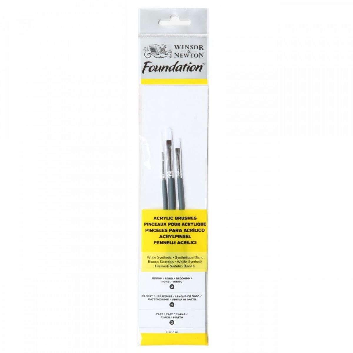 Pincel Para Acrílica Winsor & Newton Foundation - Conjunto com 3 (B) Winsor & Newton