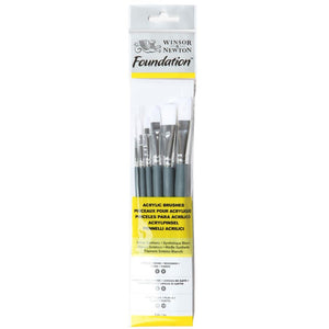 Pincel Para Acrílica Winsor & Newton Foundation - Conjunto com 6 - Cabo Curto