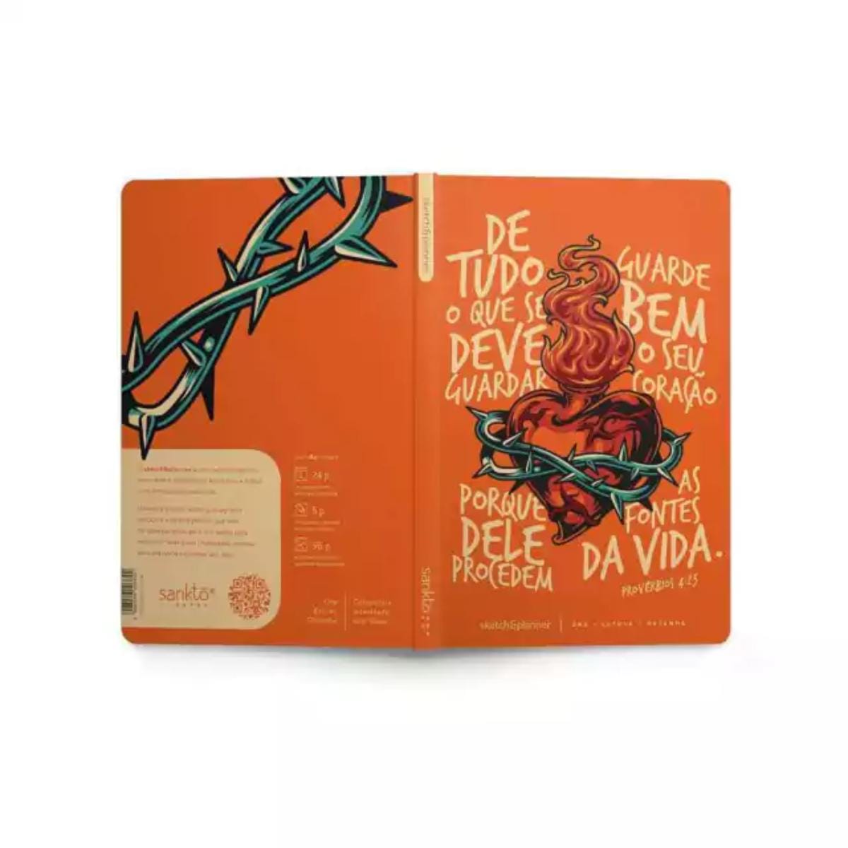 Planner Cristão Sketch e Planner - Coração em Chamas - Sankto Sankto