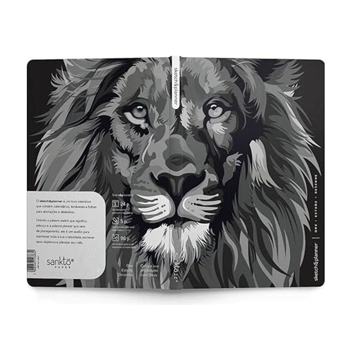 Planner Cristão Sketch e Planner - Lion Black and White Sankto