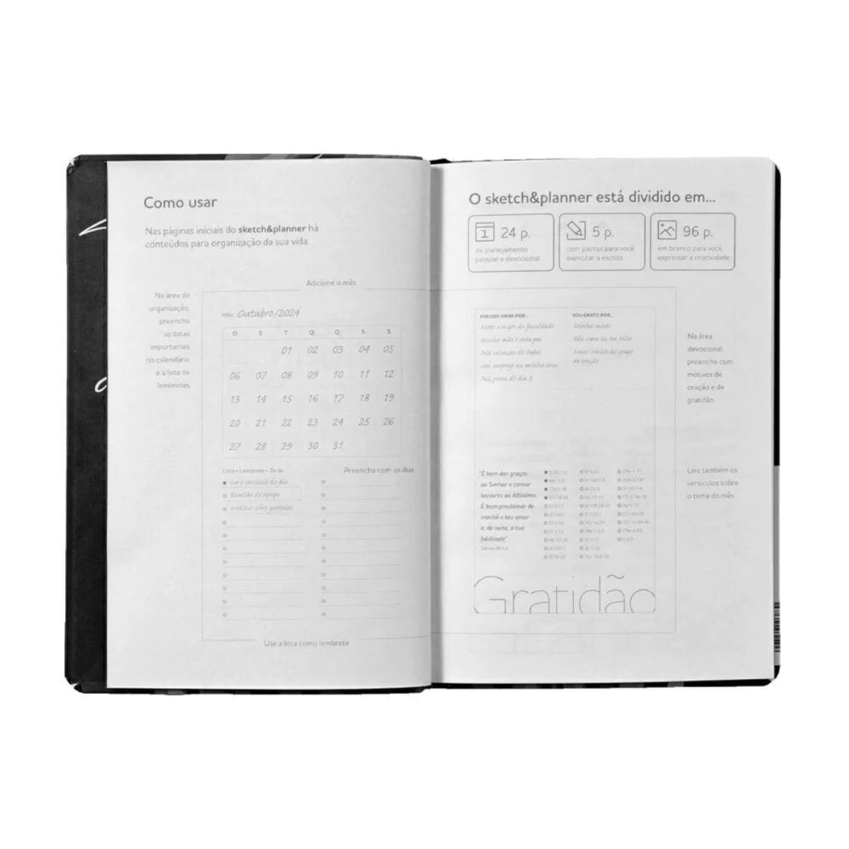 Planner Cristão Sketch e Planner - Lion Black and White Sankto