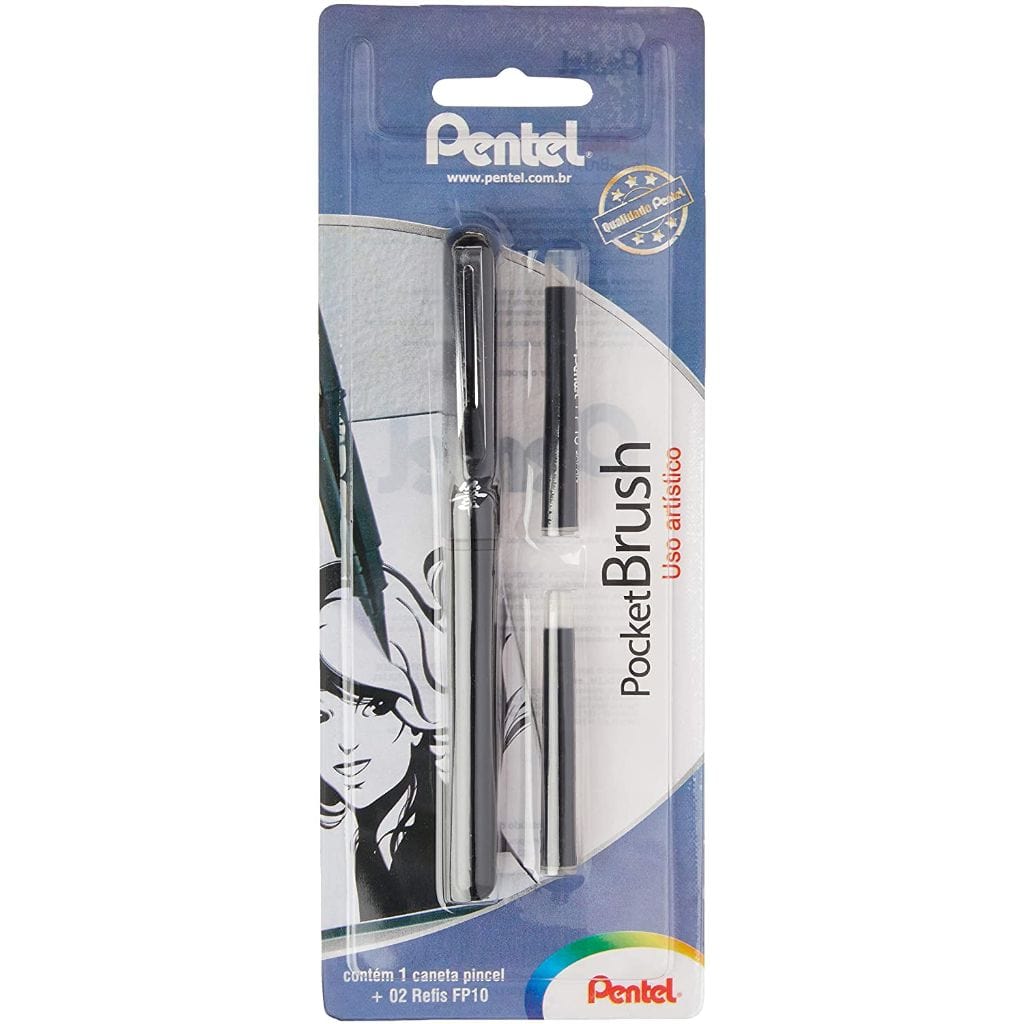 Pocket Brush Pentel - Blister com Caneta e 2 Refis Pentel