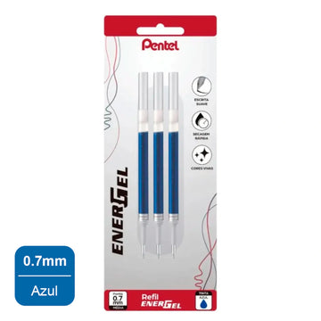 Refil Pentel EnerGel LR7 - Azul - 0.7mm - 3 Unidades Pentel