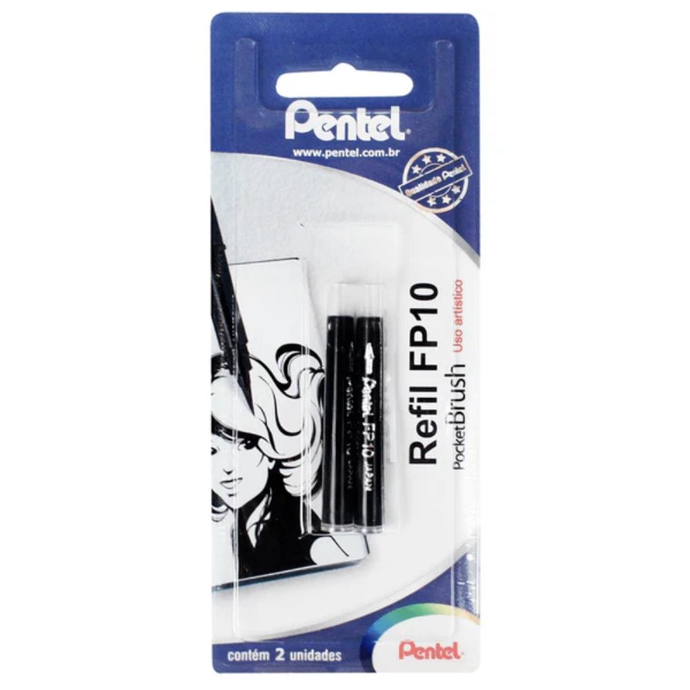 Refil Pentel Pocket Brush - 2 Unidades - Preto Pentel