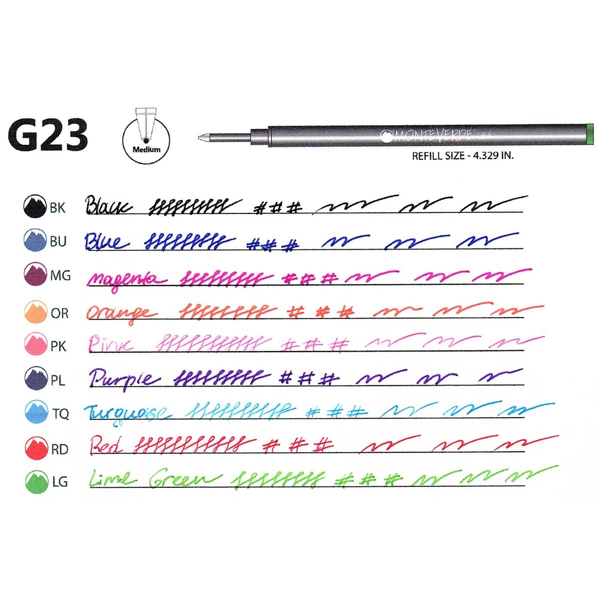 Refil Rollerball Monteverde Ceramic - Compatível com Diversas Marcas - M Monteverde