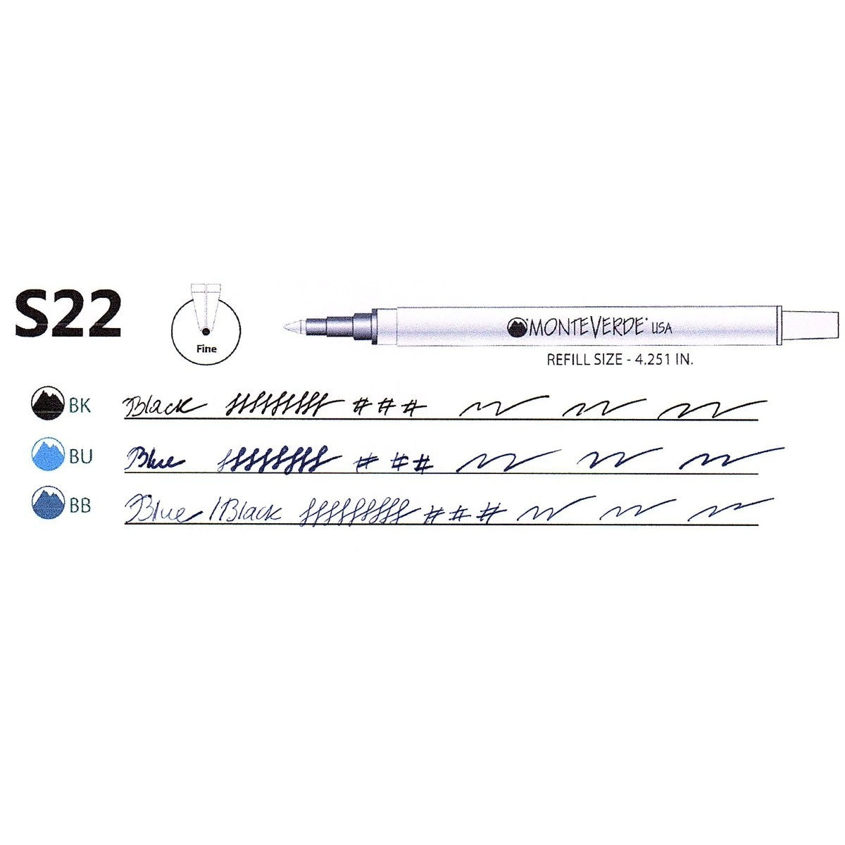 Refil Rollerball Monteverde - Compatível com Sheaffer Classic - F Monteverde