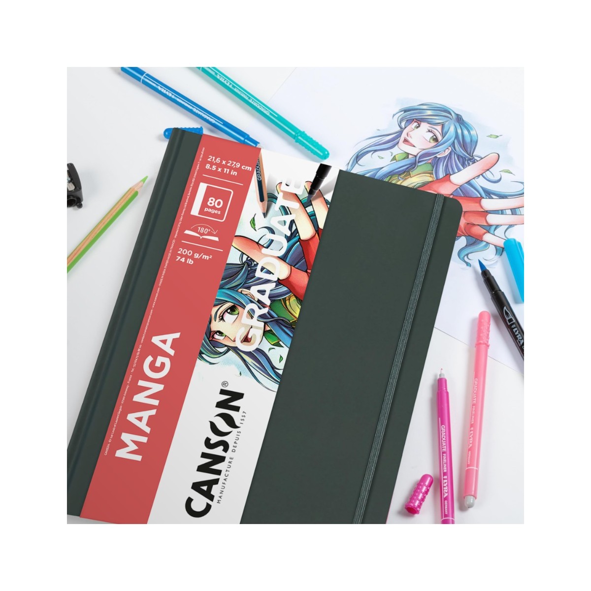 Sketchbook Canson Graduate Manga - A5 200g/m² - 80 folhas Canson