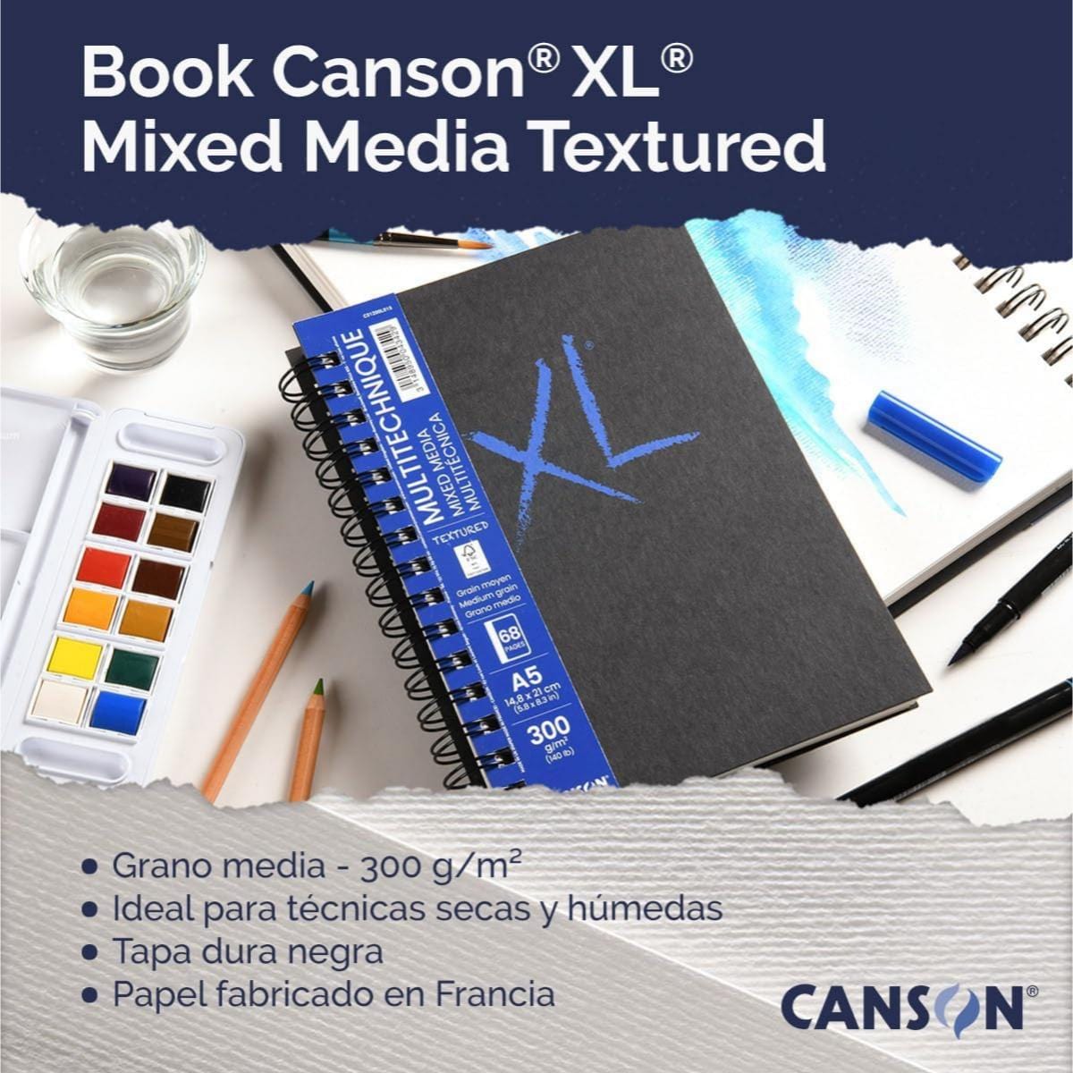 Sketchbook Canson XL A5 Espiral - Multitécnica - 300g Canson