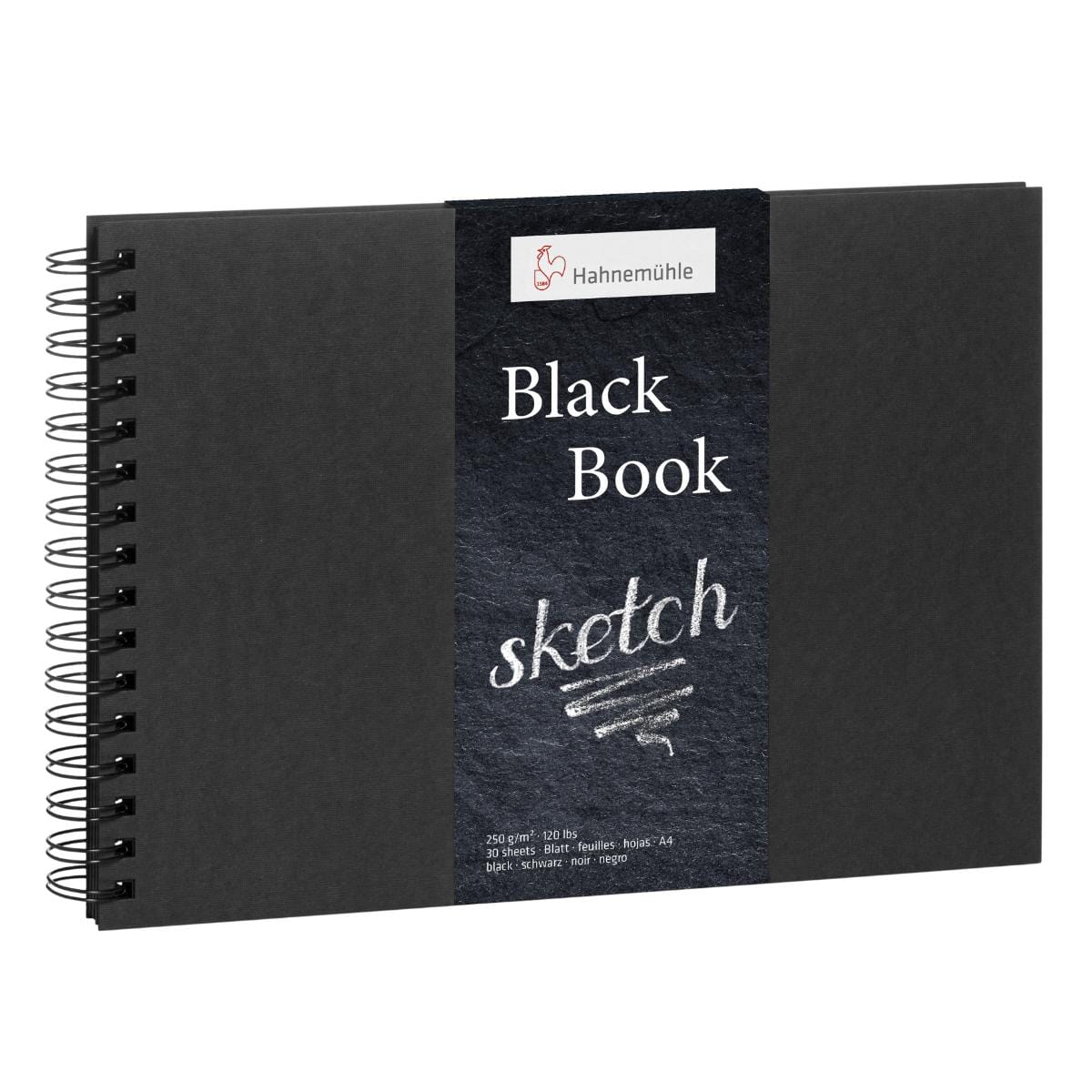 Sketchbook Hahnemühle Black Book A5 - 250g/m² 30 folhas - Espiral Hahnemühle