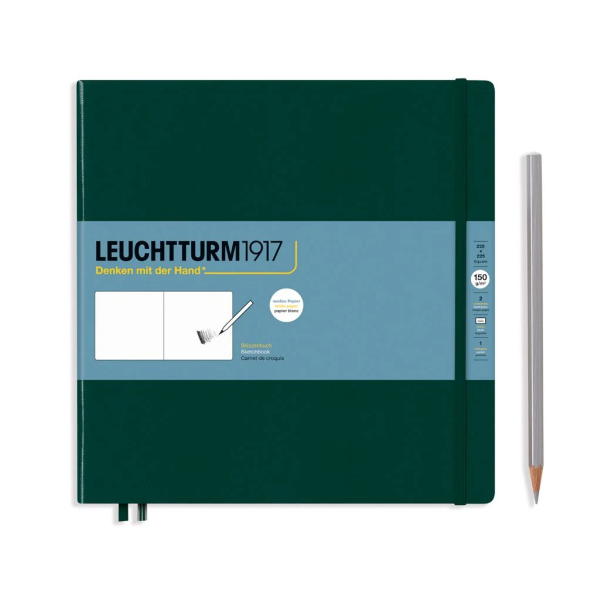 Sketchbook Leuchtturm1917 - Forest Green - 150 g/m² - Quadrado Leuchtturm1917