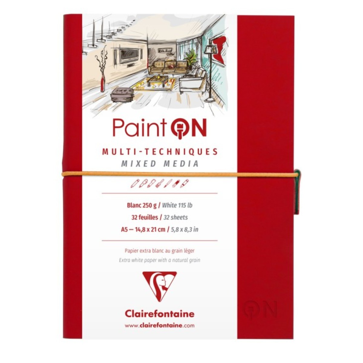 Sketchbook Paint'On Clairefontaine - 250g/m² - A5 14,8x21cm - 32 Folhas Clairefontaine
