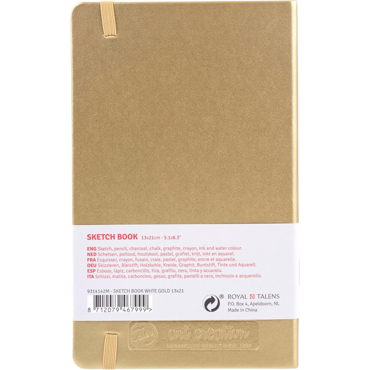 Sketchbook Talens Art Creation - 13x21cm - 80 Folhas - White Gold Talens