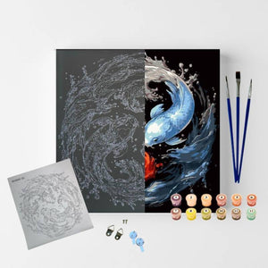 Tela Pintura Numerada Black - 30x30cm- Carpas Coloridas