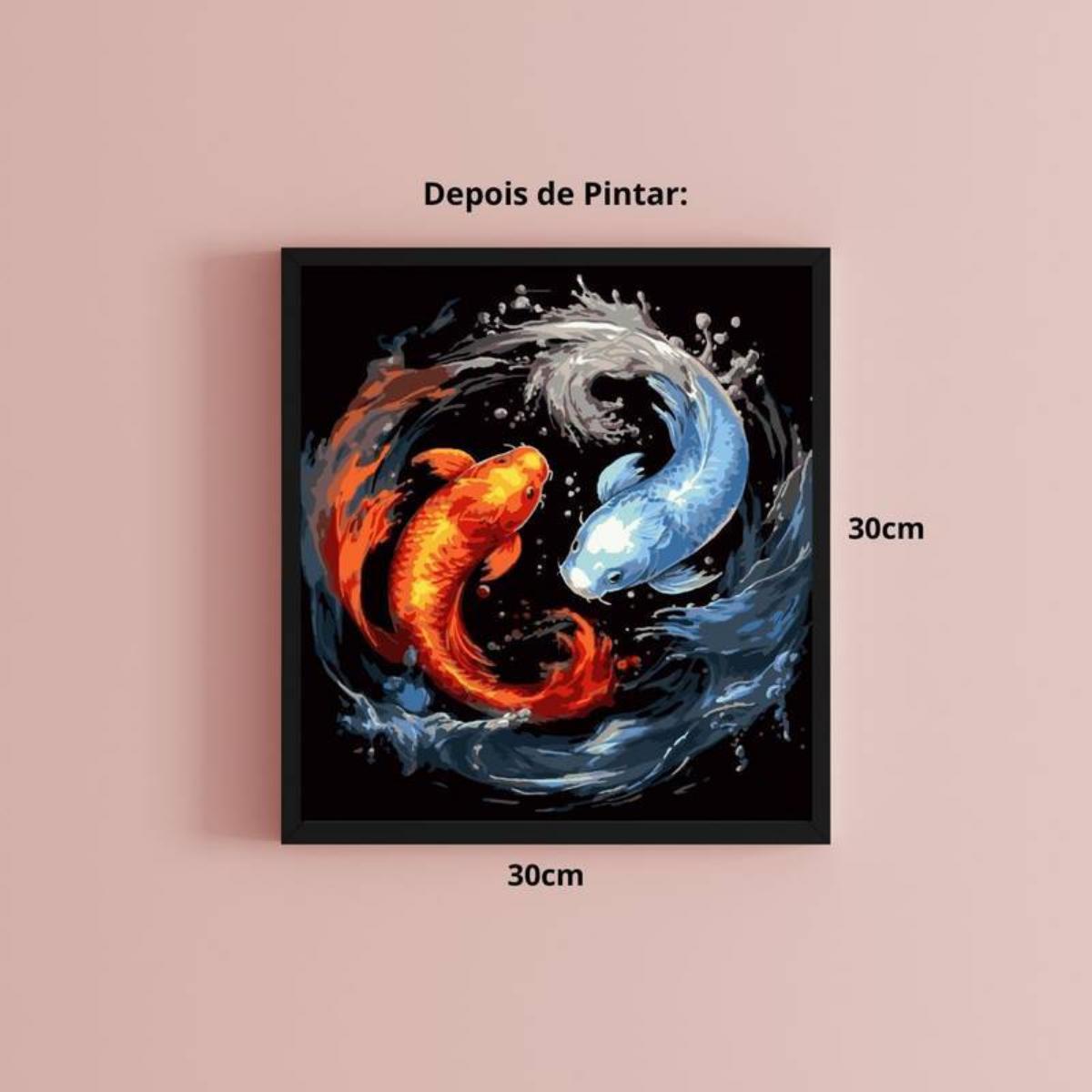 Tela Pintura Numerada Black - 30x30cm- Carpas Coloridas Sinoart