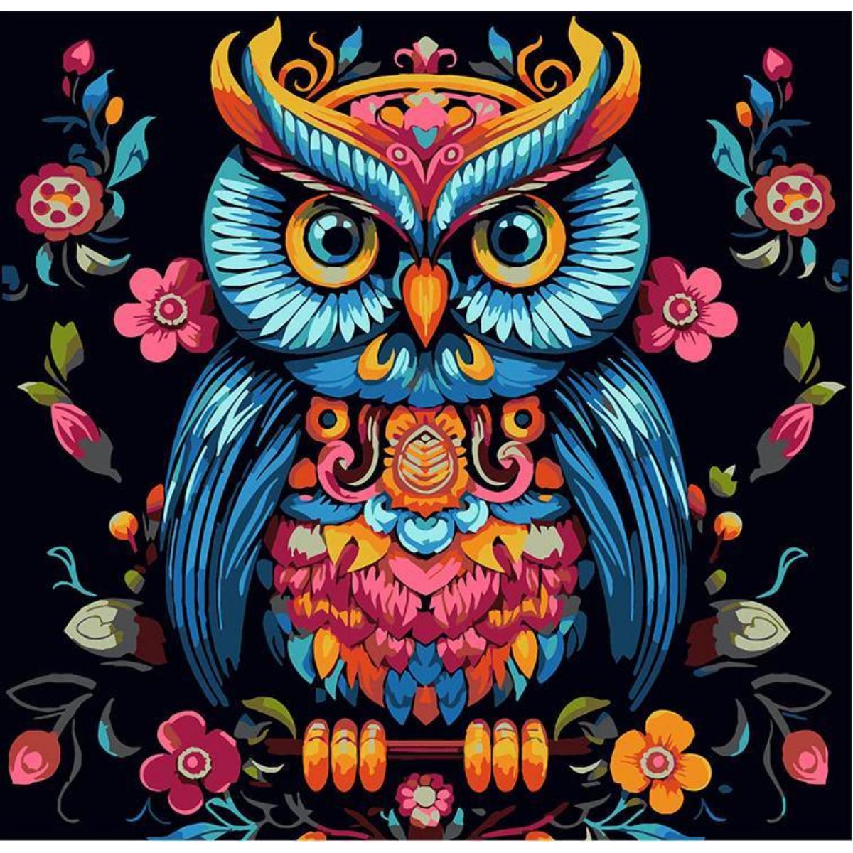 Tela Pintura Numerada Black - 30x30cm - Coruja Sinoart