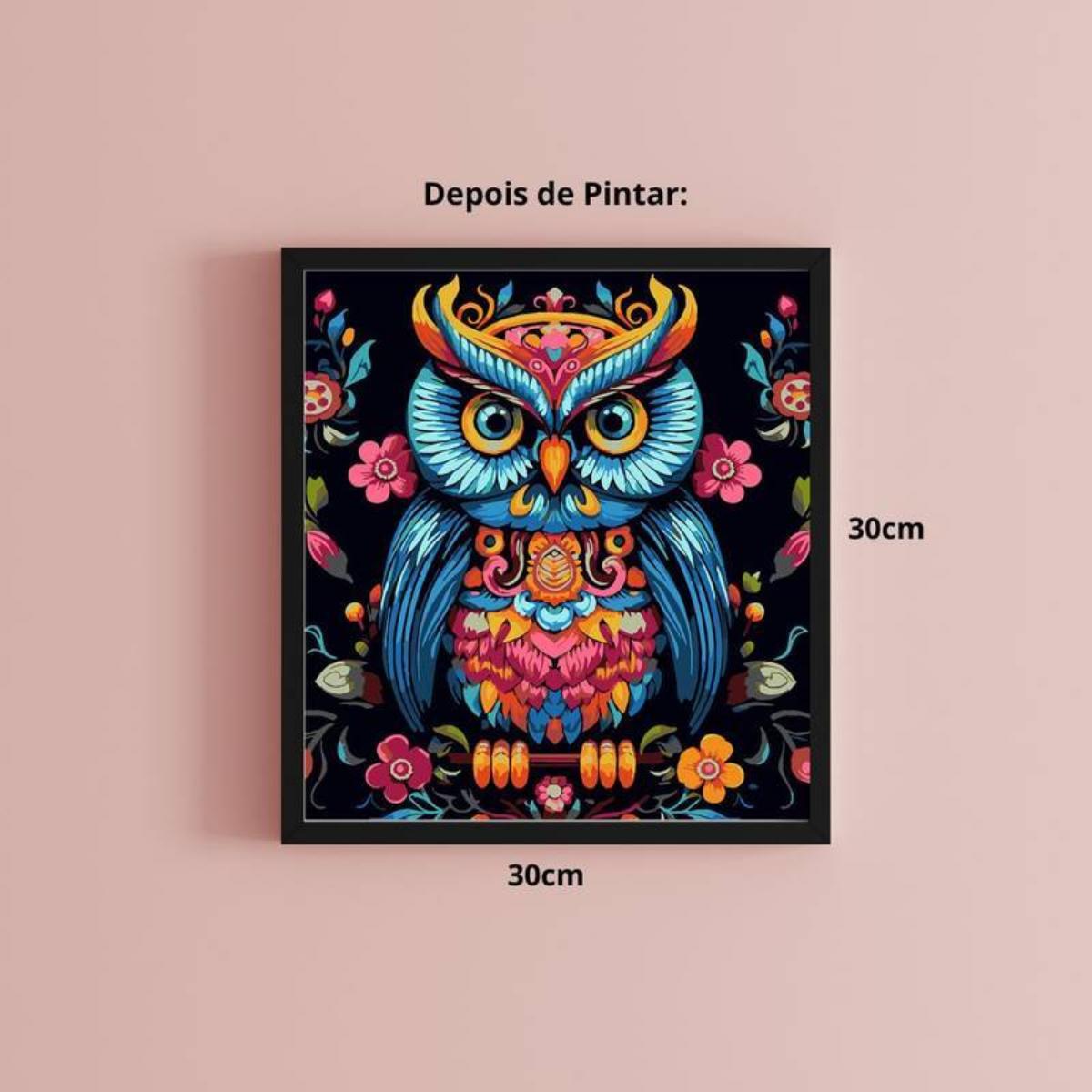 Tela Pintura Numerada Black - 30x30cm - Coruja Sinoart