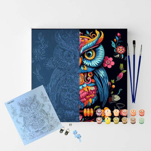 Tela Pintura Numerada Black - 30x30cm - Coruja