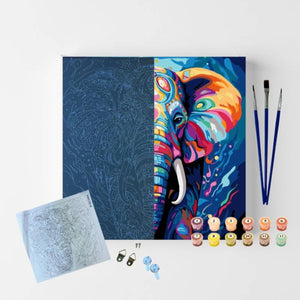 Tela Pintura Numerada Black - 30x30cm - Elefante