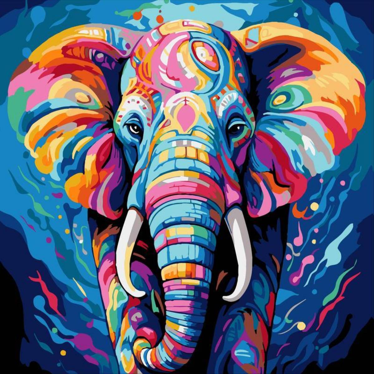 Tela Pintura Numerada Black - 30x30cm - Elefante Sinoart