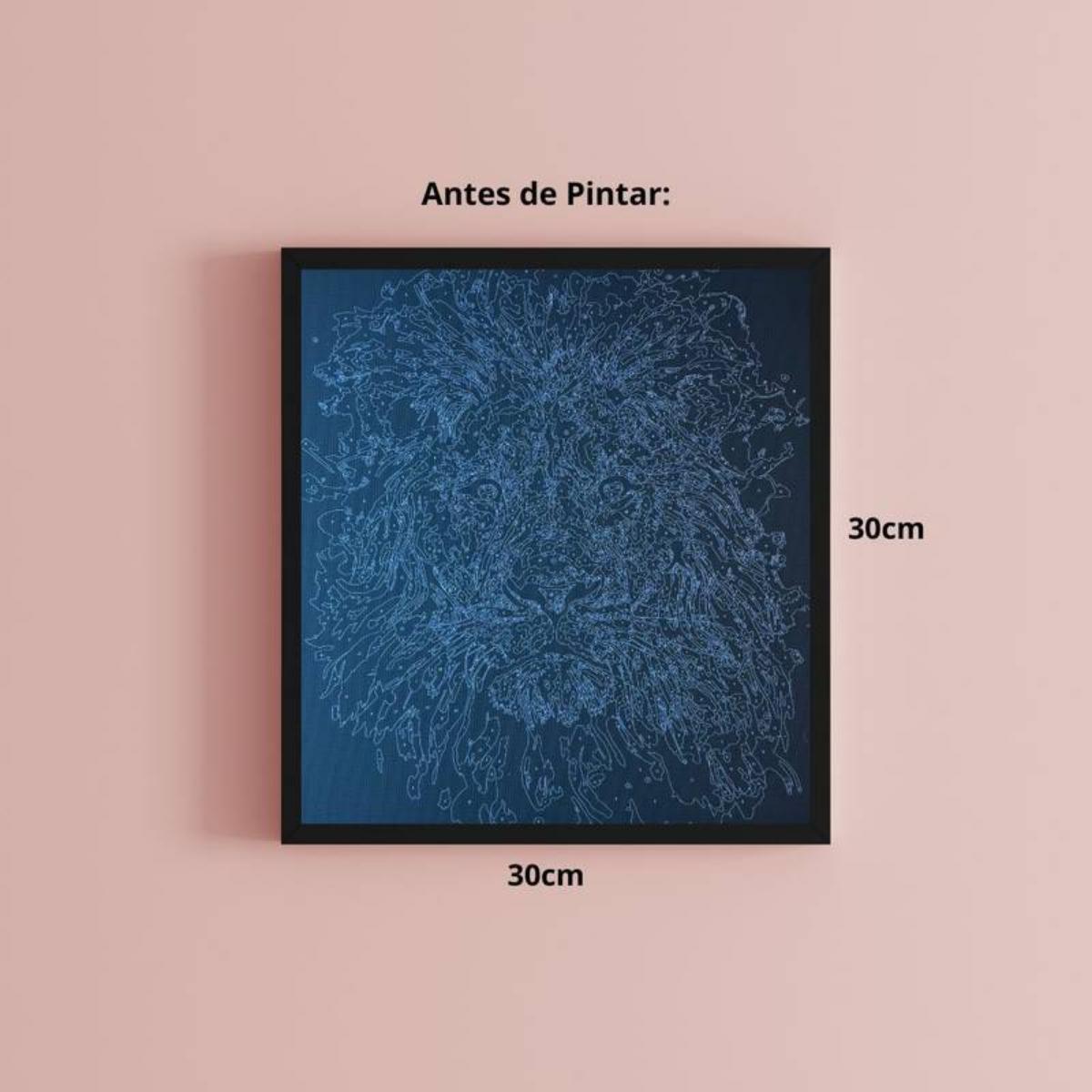 Tela Pintura Numerada Black - 30x30cm - Leão Sinoart