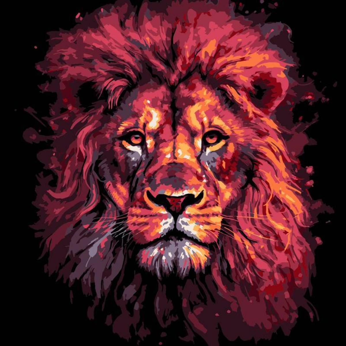 Tela Pintura Numerada Black - 30x30cm - Leão Sinoart
