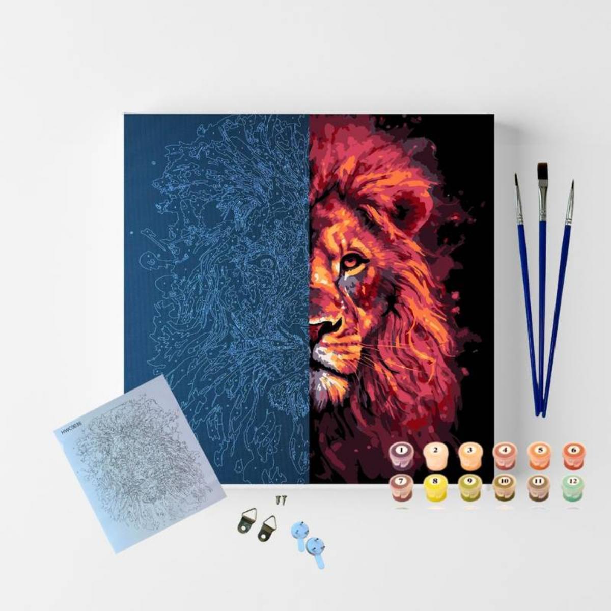 Tela Pintura Numerada Black - 30x30cm - Leão Sinoart